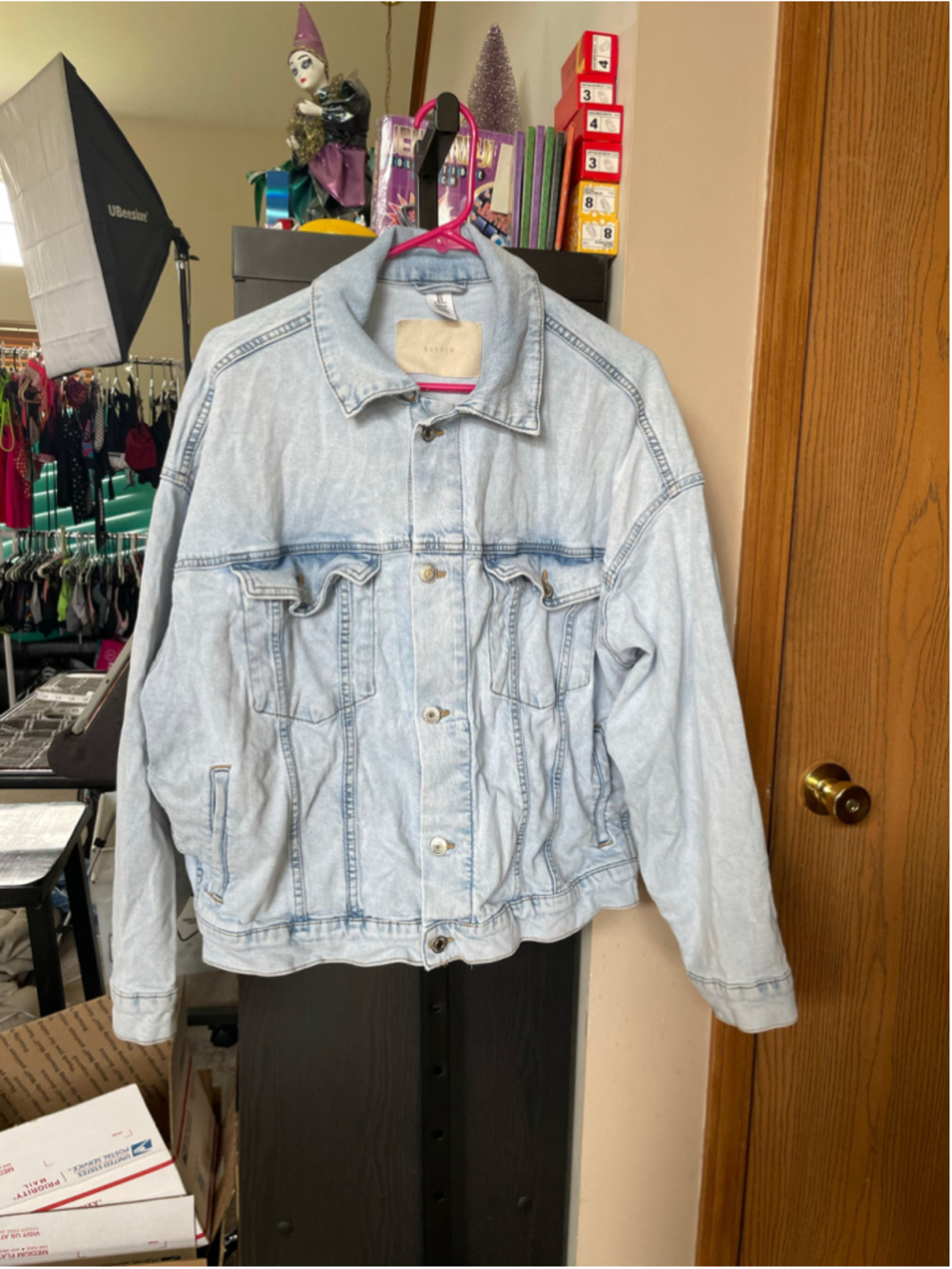 Women's &Denim Light Blue Jean Jacket Size M